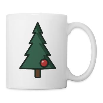 Kleine Kiefer mit roter Kugel – Winziges Emblem - Tasse - Weiß - Rechts
