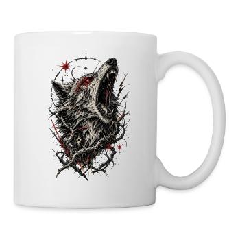 Heulender Wolf im Kosmischen Wirr - Tasse - Weiß - Rechts