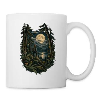 Mondlicht Waldwanderer im Nachtwald - Tasse - Weiß - Rechts
