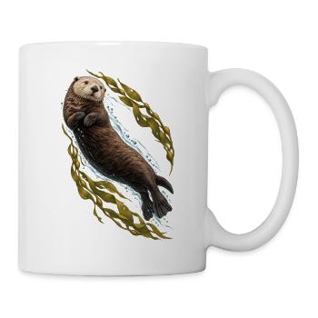 Seeotter dreht sich durch den Seetang - Tasse - Weiß - Rechts