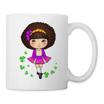 Süßes irisches Tänzermädchen im lila Kleid - Tasse - Weiß - Rechts