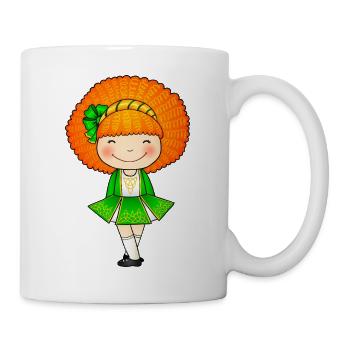 Süßes irisches Tänzermädchen im grünen Kleid - Tasse - Weiß - Rechts