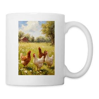 Weidehühner im sonnenbeschienenen Feld - Tasse - Weiß - Rechts