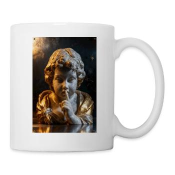 Flüsternder Cherub im goldenen Schein - Tasse - Weiß - Rechts