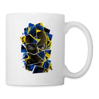 Balaclava_gul_blaa - Tasse - Weiß - Rechts