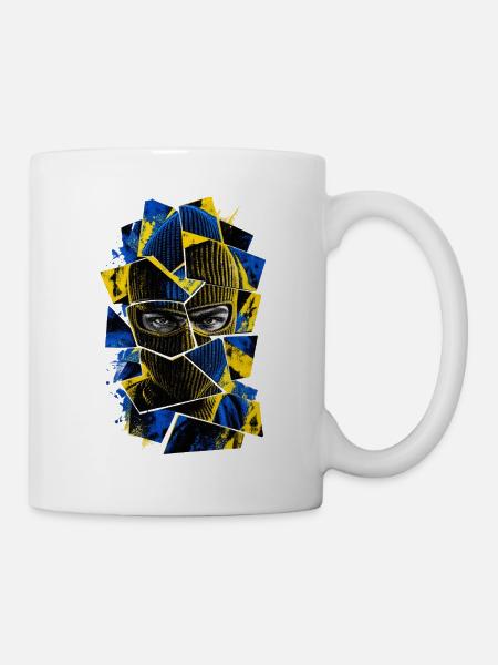 Balaclava_gul_blaa - Tasse - Weiß