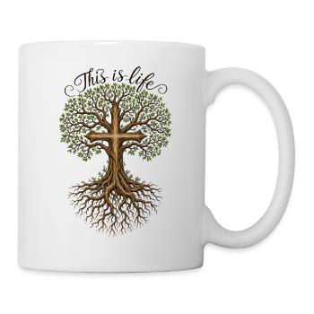 Religion Baum Kreuz Spruch - Tasse - Weiß - Rechts