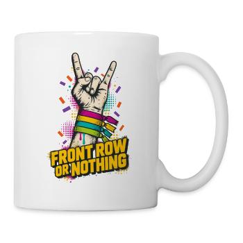 Front Row or Nothing – Rock Pride Handzeichen - Tasse - Weiß - Rechts