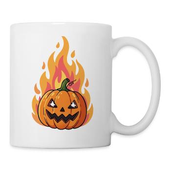 Flammender Kürbis Jack-o'-Lantern - Tasse - Weiß - Rechts