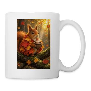 Herbstfreund Eichhörnchen mit Becher - Tasse - Weiß - Rechts