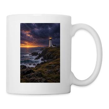 Dusk Lighthouse an der Rocky Coast - Tasse - Weiß - Rechts