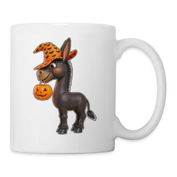 Süßer Halloween Esel mit Kürbis - Tasse - Weiß - Rechts