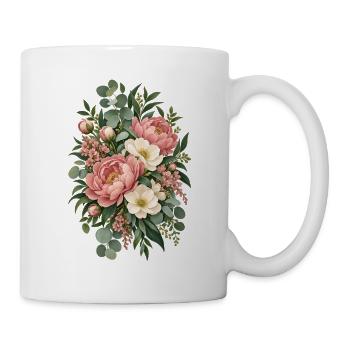 Rosé Weiße Blütenbouquet - Tasse - Weiß - Rechts