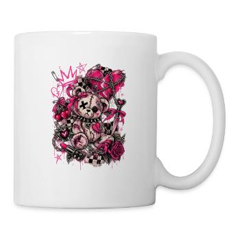 Neon-genähter Bär mit Stachelherz - Tasse - Weiß - Rechts