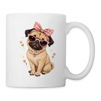 Mops Hund süßer Mops niedlicher Mops - Tasse - Weiß - Rechts