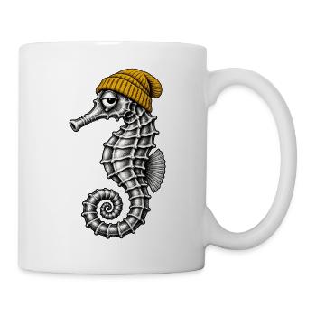 Seepferdchen mit gelber Mütze - Tasse - Weiß - Rechts
