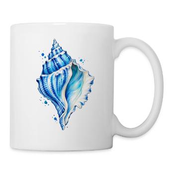 Blaue Muschel Wasserfarbenbild - Tasse - Weiß - Rechts
