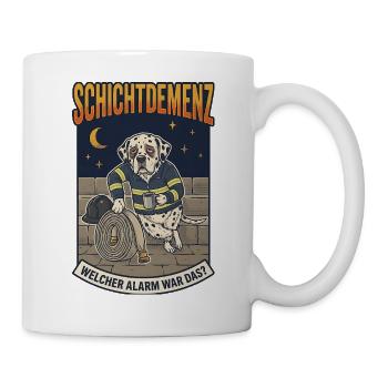 Schichtdemenz Feuerwehr – Welcher Alarm war das? - Tasse - Weiß - Rechts