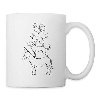 Bremer Stadtmusikanten Line Art - Tasse - Weiß - Rechts