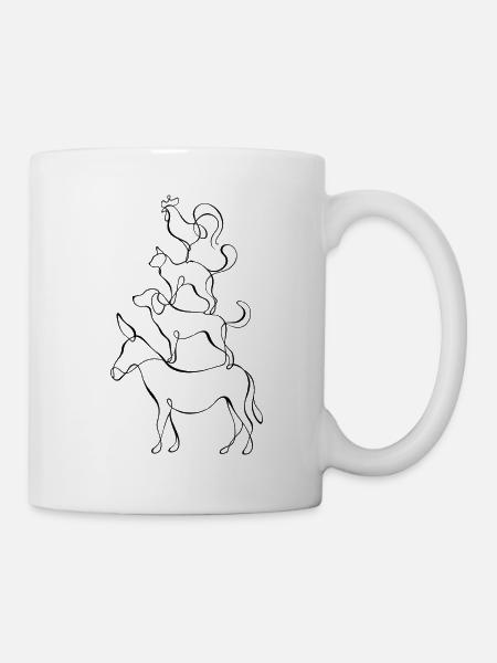 Bremer Stadtmusikanten Line Art - Tasse - Weiß