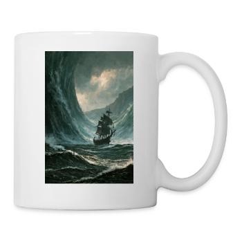 Galleone in der Sturmwelle - Tasse - Weiß - Rechts