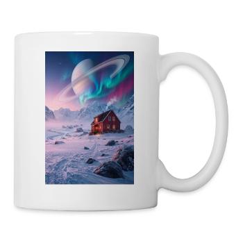 Aurora-Hütte unter dem Ringplaneten - Tasse - Weiß - Rechts
