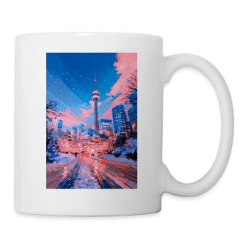Neon-Schnee-Stadtlandschaft - Tasse - Weiß - Rechts