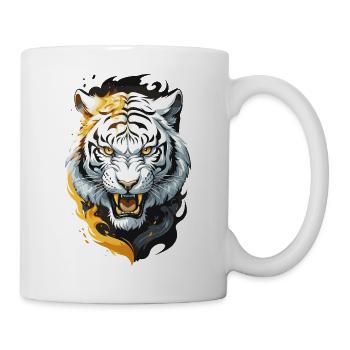 Flammen-Tiger Weißer Krieger - Tasse - Weiß - Rechts