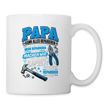 Papa kann alles reparieren – Handwerker Humor - Tasse - Weiß - Rechts