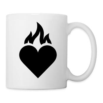 flammendes Herz - Tasse - Weiß - Rechts