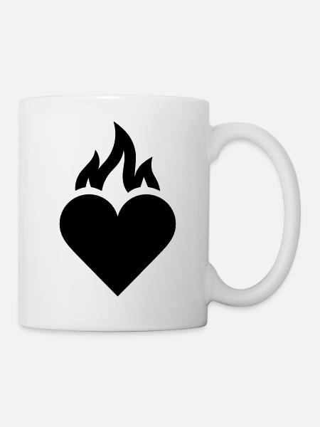 flammendes Herz - Tasse - Weiß