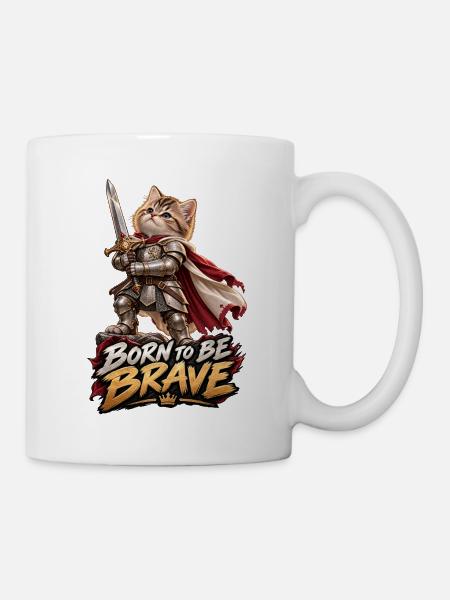 Knight Kitten – Geboren Tapfer - Tasse - Weiß