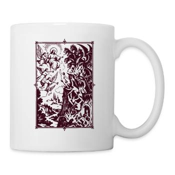 Ritterszene und Drachen im Rahmen - Tasse - Weiß - Rechts