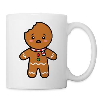 Süßer gebissener Lebkuchenkeks Weihnachts-Kawaii - Tasse - Weiß - Rechts