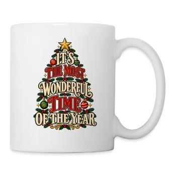 Die schönste Zeit des Jahres – Weihnachtsbaum - Tasse - Weiß - Rechts