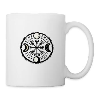 Mondrunen Kompass mit Mondphasen - Tasse - Weiß - Rechts