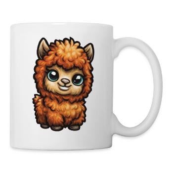 Fluffige Alpaka - Tasse - Weiß - Rechts