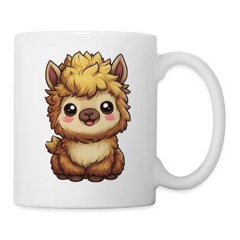 Kuschelige Alpaka-Karikatur - Tasse - Weiß - Rechts