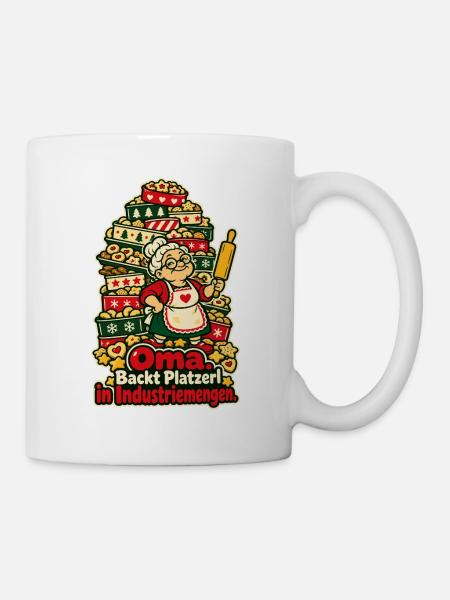 Oma Platzerl in Industriemengen - Tasse - Weiß
