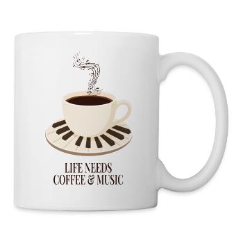 Kaffee, Musik und Klavier - Tasse - Weiß - Rechts