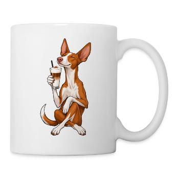 Podenco Ibicenco mit Latte Macchiato - Tasse - Weiß - Rechts