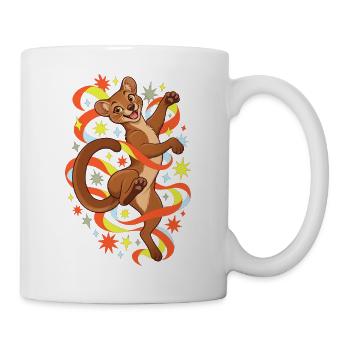 Fossa mit bunten Bändern und Farbfunken - Tasse - Weiß - Rechts