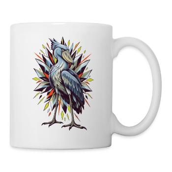 Schuhschnabel mit geometrischer Funkenblüte - Tasse - Weiß - Rechts