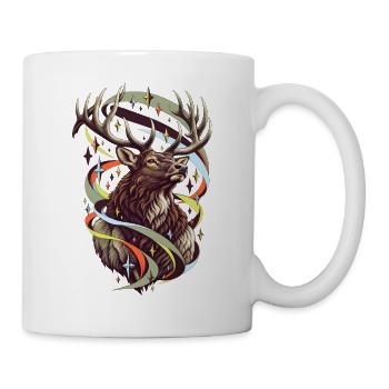 Elch mit Jade-Polarlichtfunken - Tasse - Weiß - Rechts
