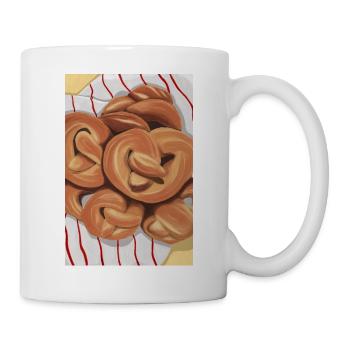 Pretzel Time - Goldene Brezeln auf Teller - Tasse - Weiß - Rechts