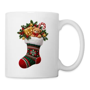 Weihnachtsstrumpf mit Teddy - Tasse - Weiß - Rechts