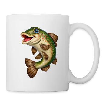 Fröhlicher Regenbogenlachs Cartoon - Tasse - Weiß - Rechts