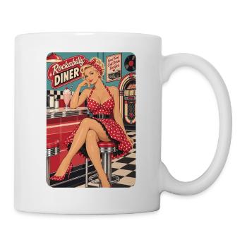 50s Rockabilly Diner: Blondes Pin-Up Girl - Tasse - Weiß - Rechts