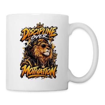 Disziplin übertrifft Motivation - Tasse - Weiß - Rechts