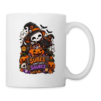 Süßes oder Saures Halloween Katze - Tasse - Weiß - Rechts